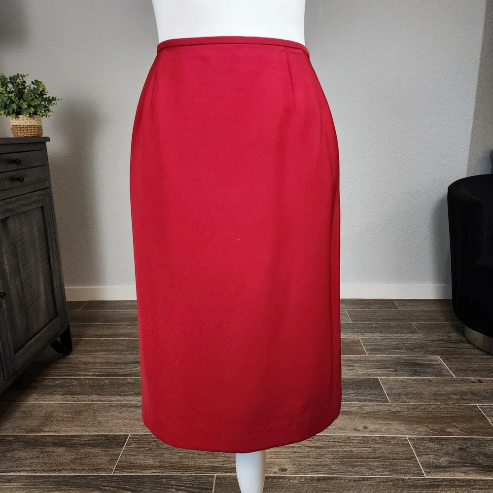 Kasper ASL 2pc Blazer + Skirt Suit Set Womens 10P Red Business Career Officecore